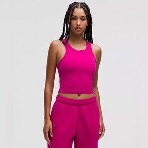 NWT Lululemon Ebb to Street Cropped Racerback Tank, Ripened Raspberry, Size 6